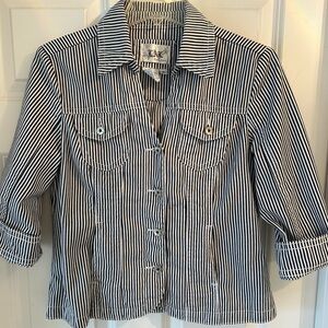 Cropped Striped Button-Up Jacket 80% Cotton